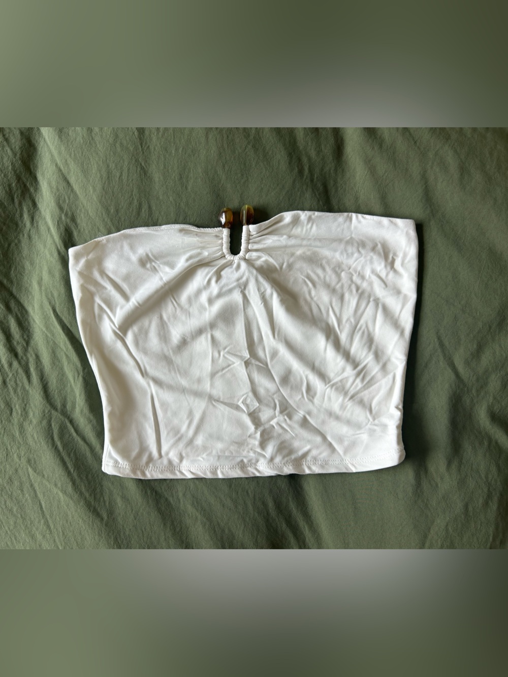 Windsor White Strapless Tube Top with Beaded Detail | Medium